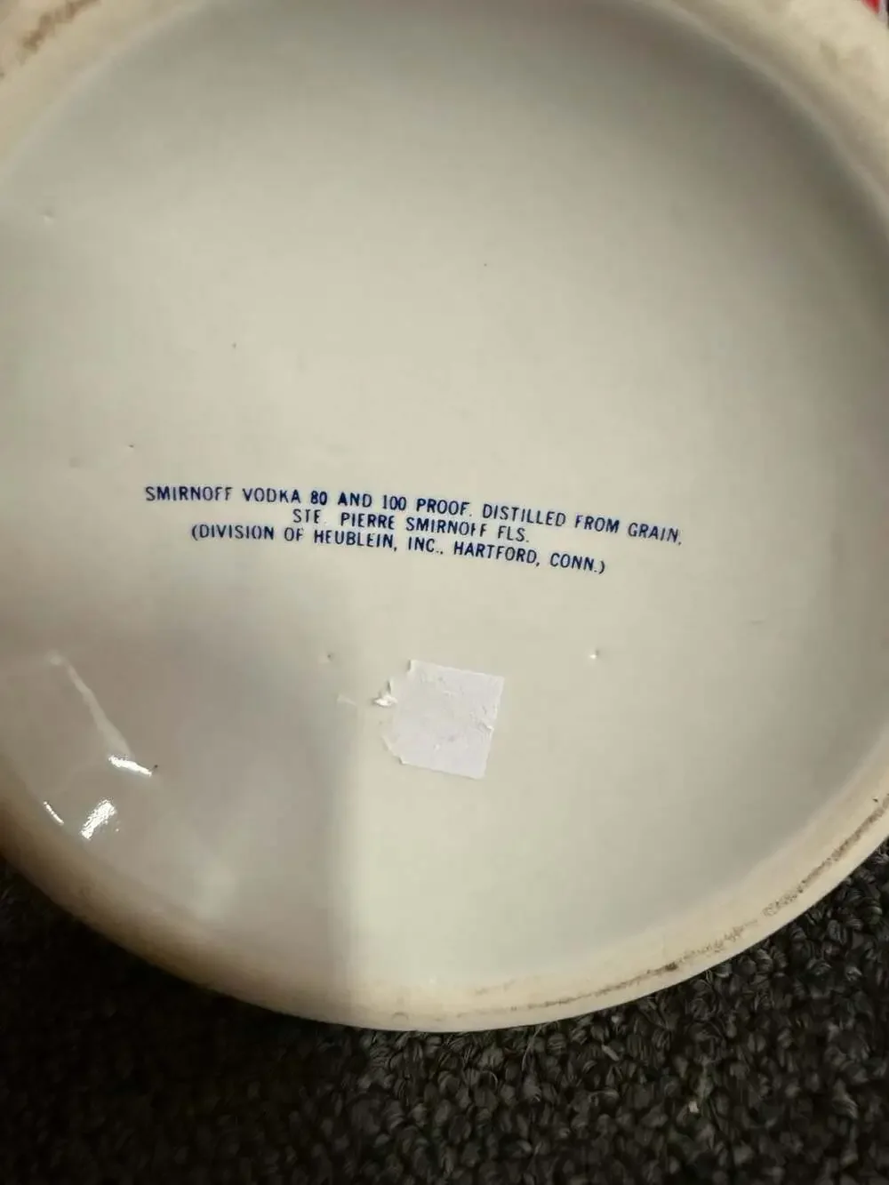 Vintage Smirnoff On The Rocks It Leaves You Breathless White Ceramic Bar Pitcher